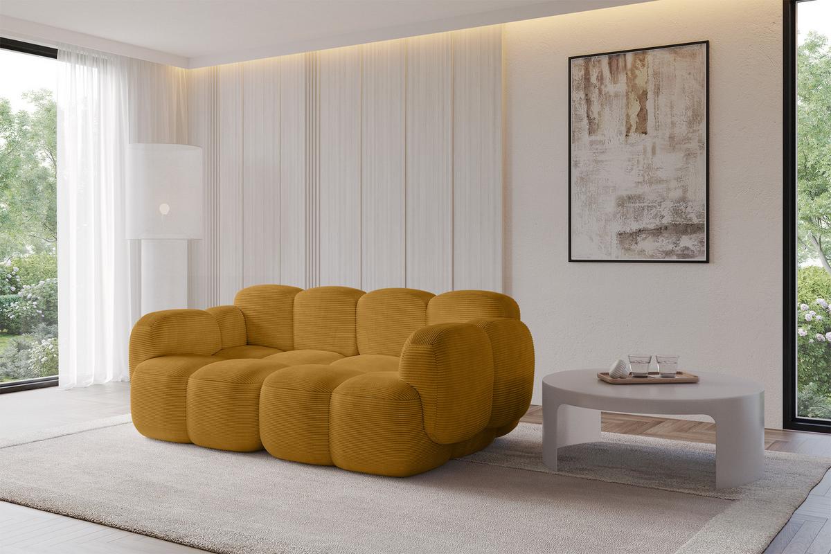 2-SITZER modulares Sofa Miko-S1 214x118x75 cm Senfgelb Cord - Schwarz/Honig, Holzwerkstoff/Kunststoff (214/75/118cm) - ALTDECOR