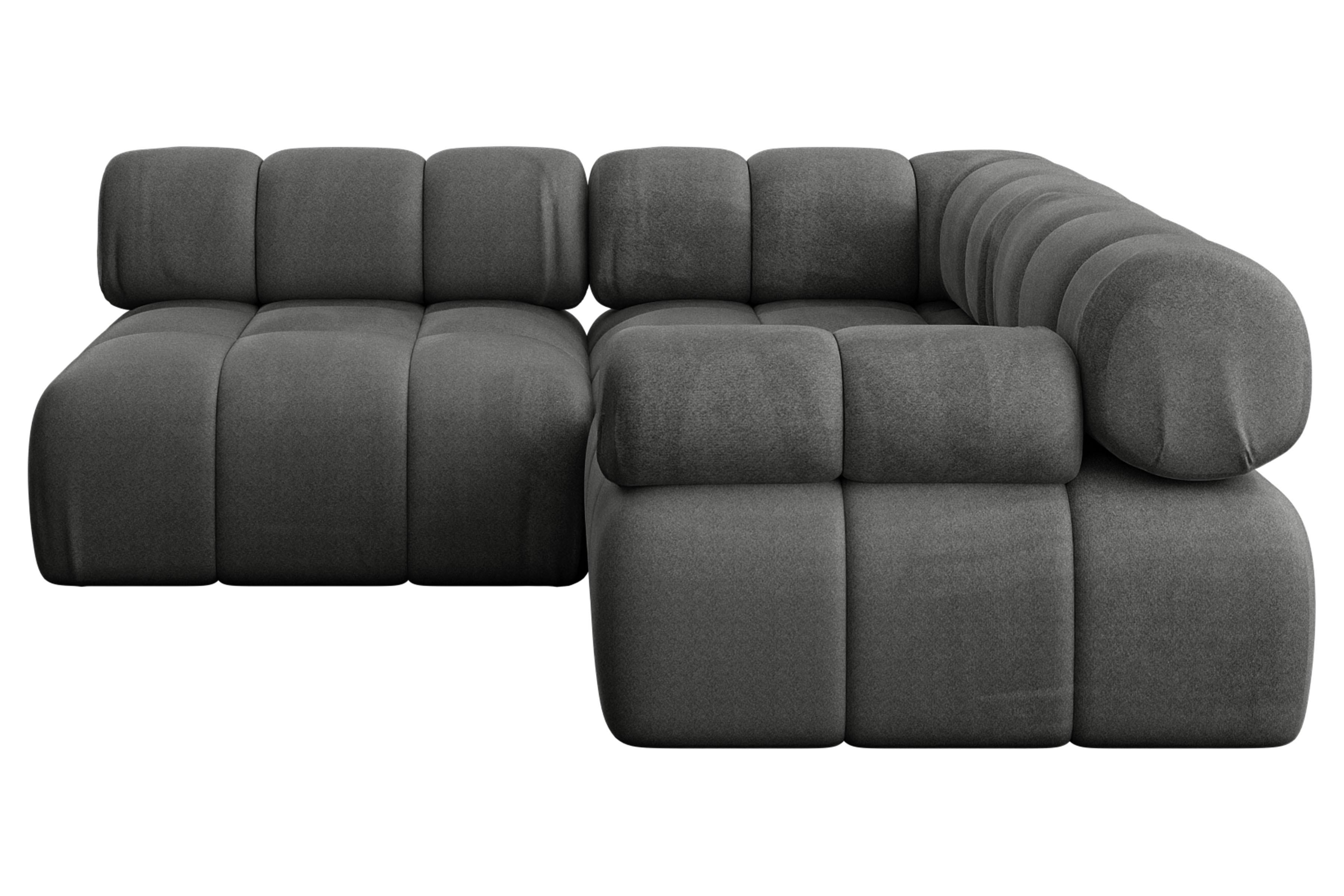 ECKSOFA modulares Sofa Mende-L1 - 190x190x70 cm Dunkelgrau Velours - Dunkelgrau, Holzwerkstoff/Textil (190/190cm) - ALTDECOR