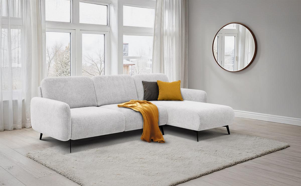 ECKSOFA FEBE 4-Sitzer rechts, creme - Creme/Schwarz, Holz/Textil (264/157cm) - Wozimo