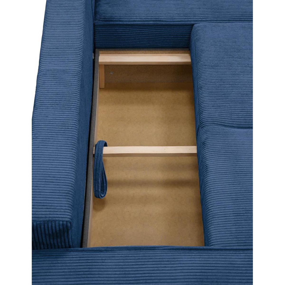 ECKSCHLAFSOFA Primo L dunkelblau - Schwarz/Dunkelblau, Textil (290/185cm) - Beautysofa