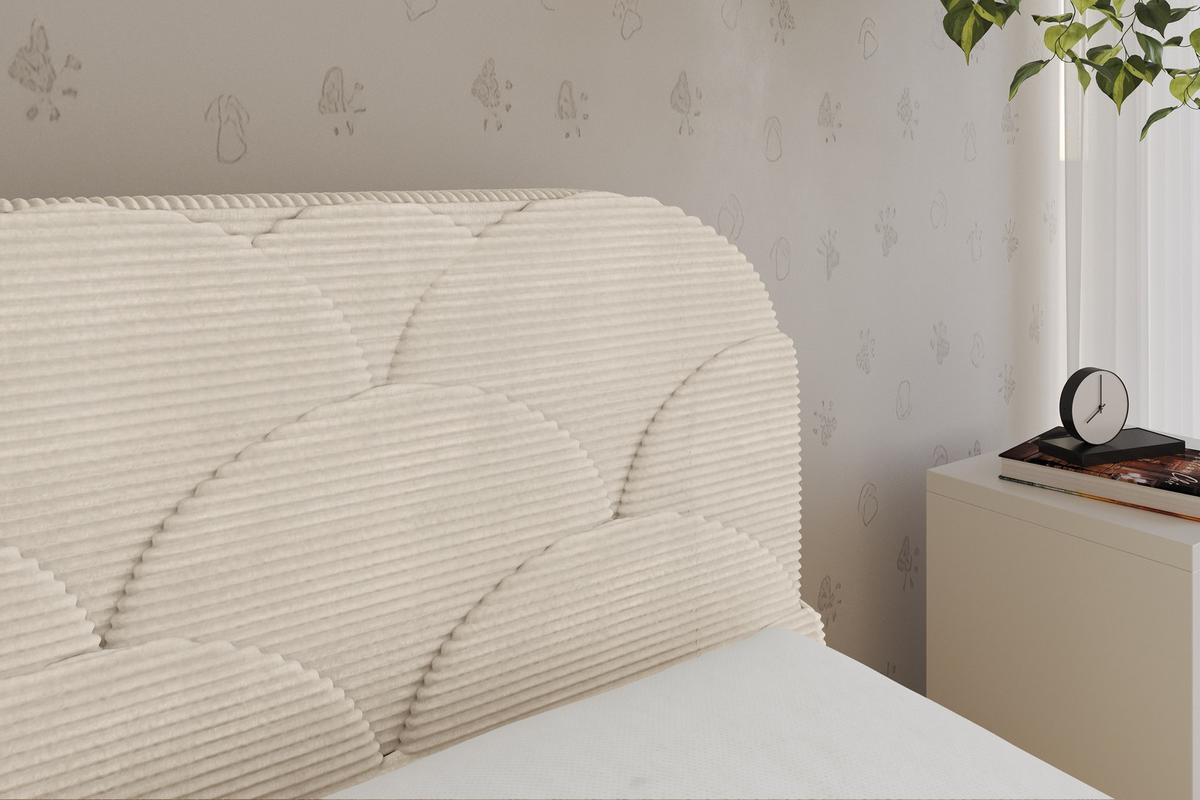 EINZELLBETT Jugendbett mit Bettkasten, Links - ELRY 80x200 Beige - Creme, Holzwerkstoff/Textil (80/200cm) - ALTDECOR