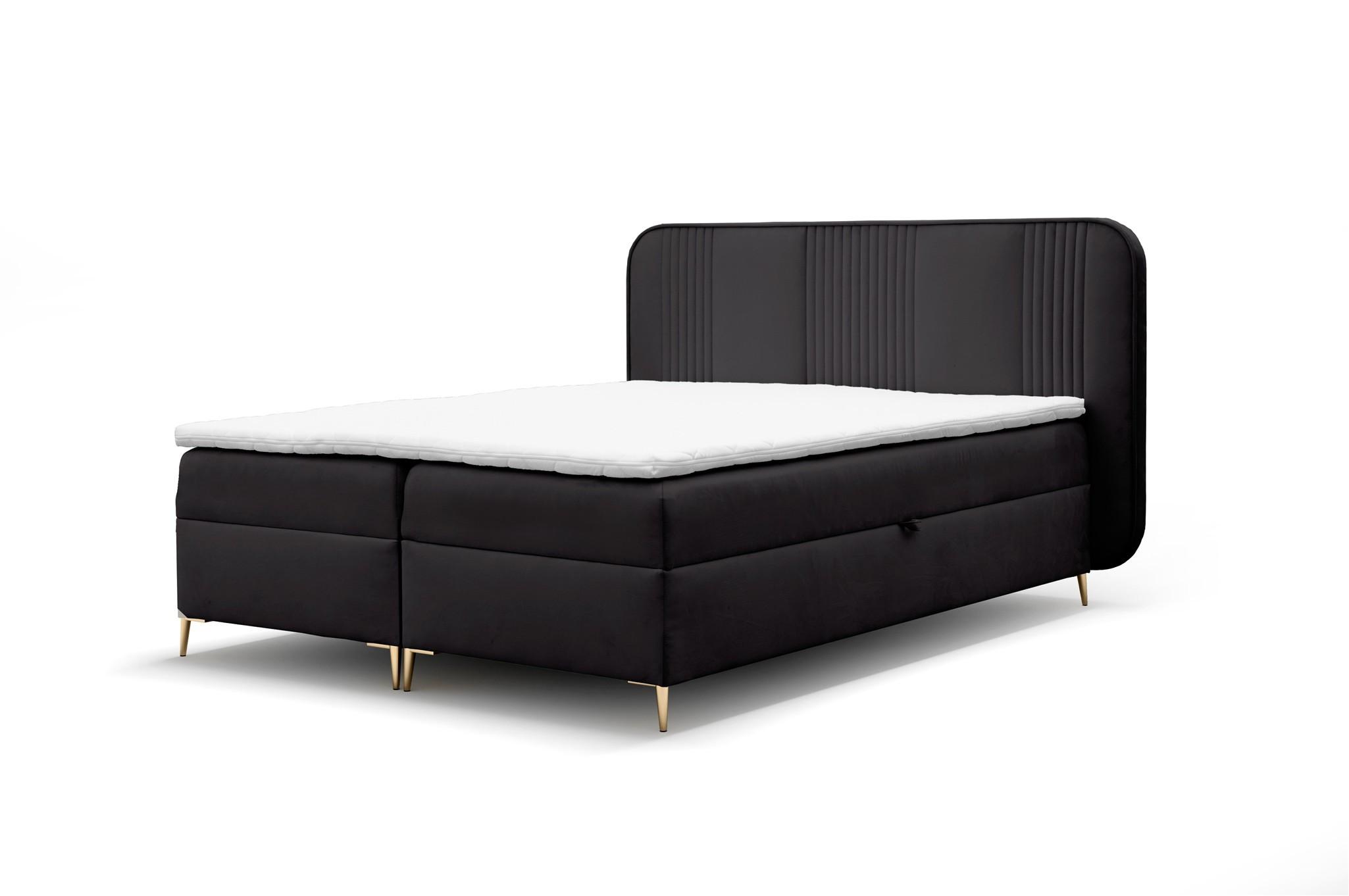 BOXBETT Avery In überlänge - Schwarz, Holzwerkstoff/Textil (160/220cm) - Fun Möbel