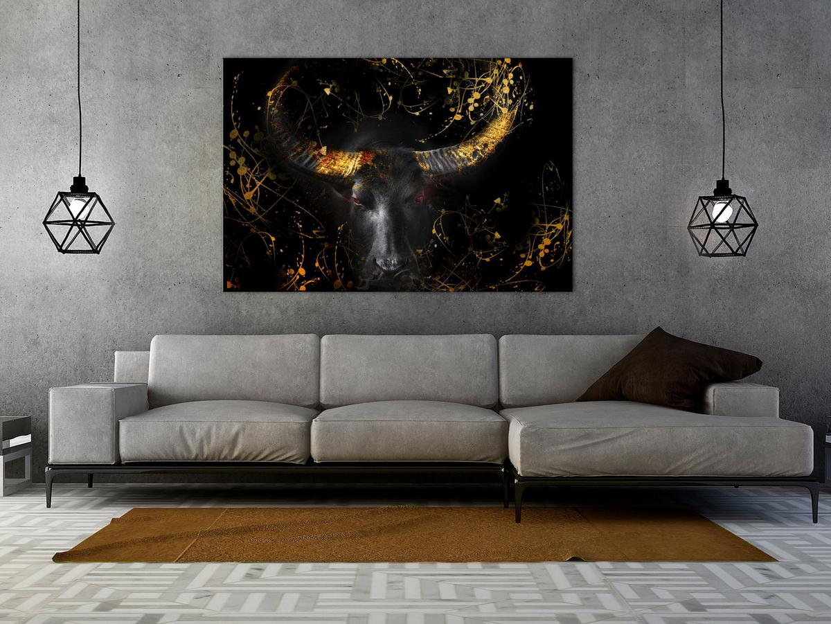 KUNSTDRUCK Schwarz 120/80 cm - Goldfarben/Schwarz, Textil (120/80cm) - KUNSTLOFT
