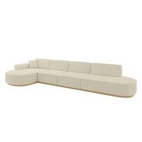 ECKSOFA Ottomane Links MARI-L3-v2 - 413x171x83 cm Beige Bouclé - Beige, Holzwerkstoff/Textil (413/171cm) - ALTDECOR