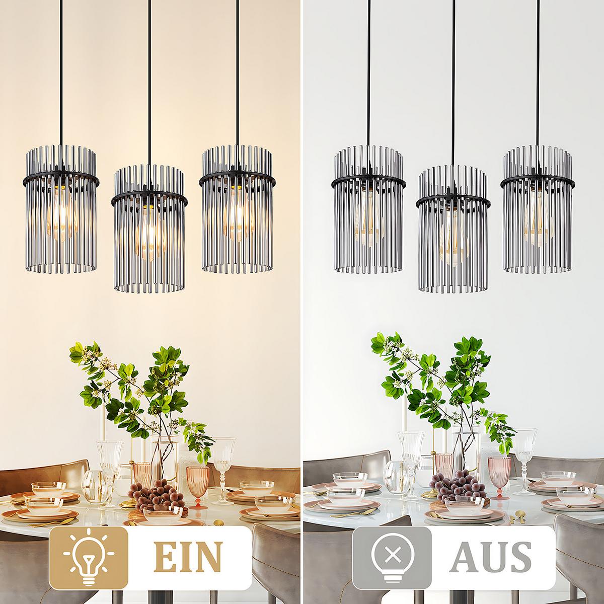 PENDELLEUCHTE Willow 48/5/150 cm - Schwarz, Glas (48/5/150cm) - ZMH