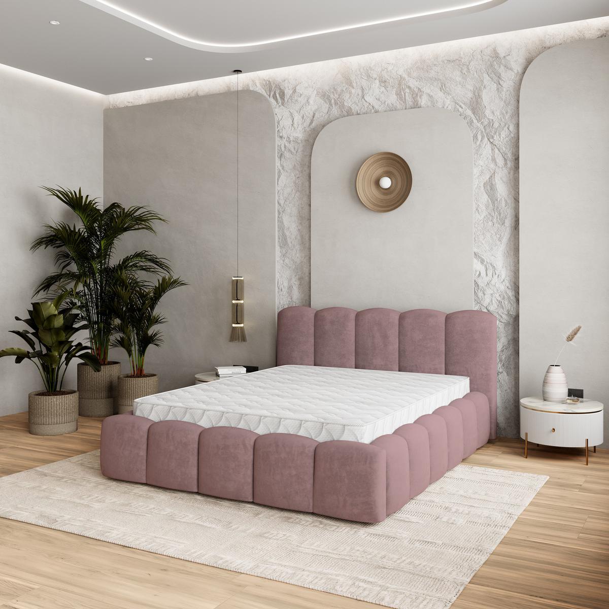 POLSTERBETT FALINA 180x200 cm mit Bettkästen - Rosa - Rosa, Holz (180/200cm) - MASSENO