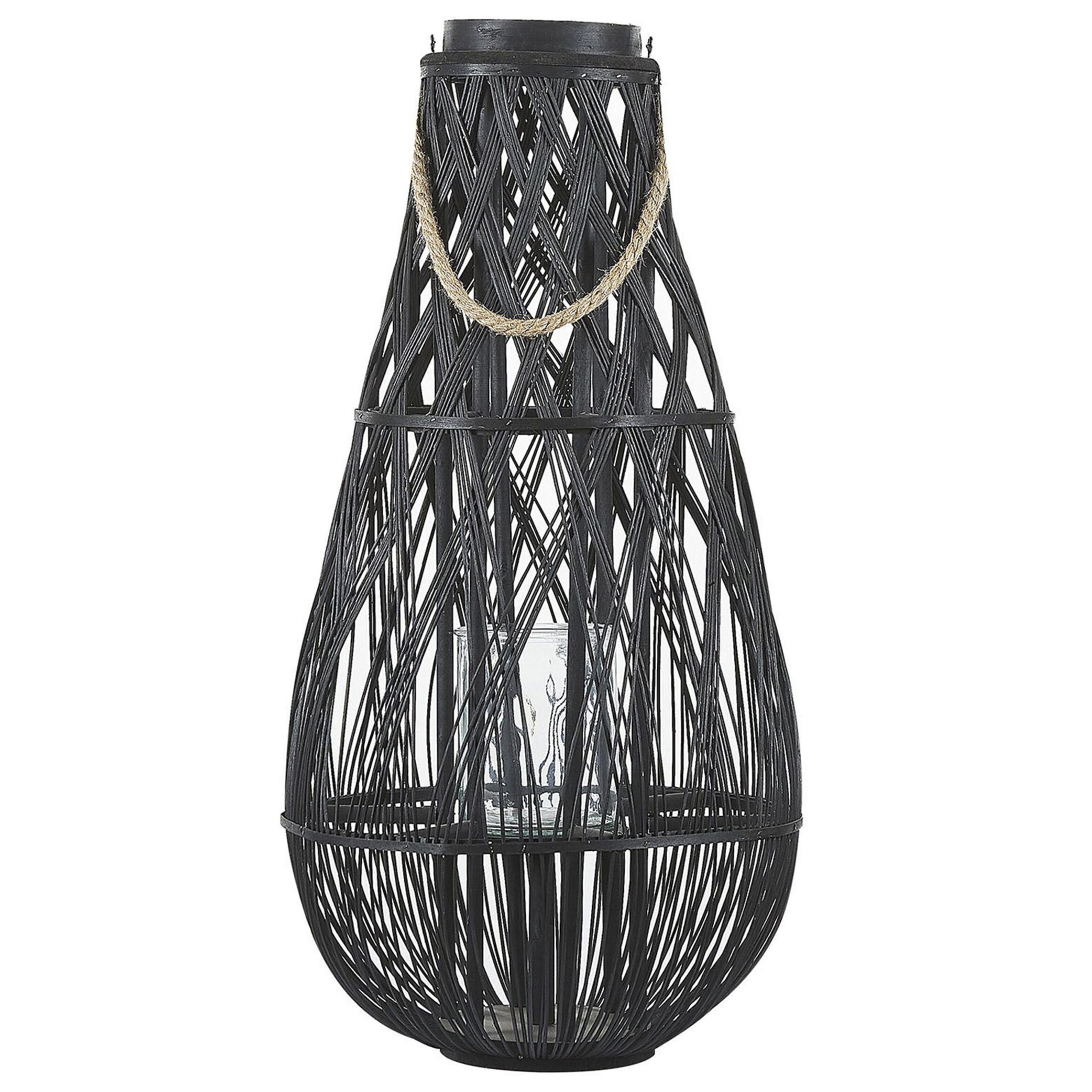 LATERNE Schwarz Tonga - Schwarz, Holz (39/77/39cm) - Beliani