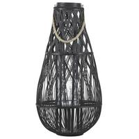 LATERNE Schwarz Tonga - Schwarz, Holz (39/77/39cm) - Beliani