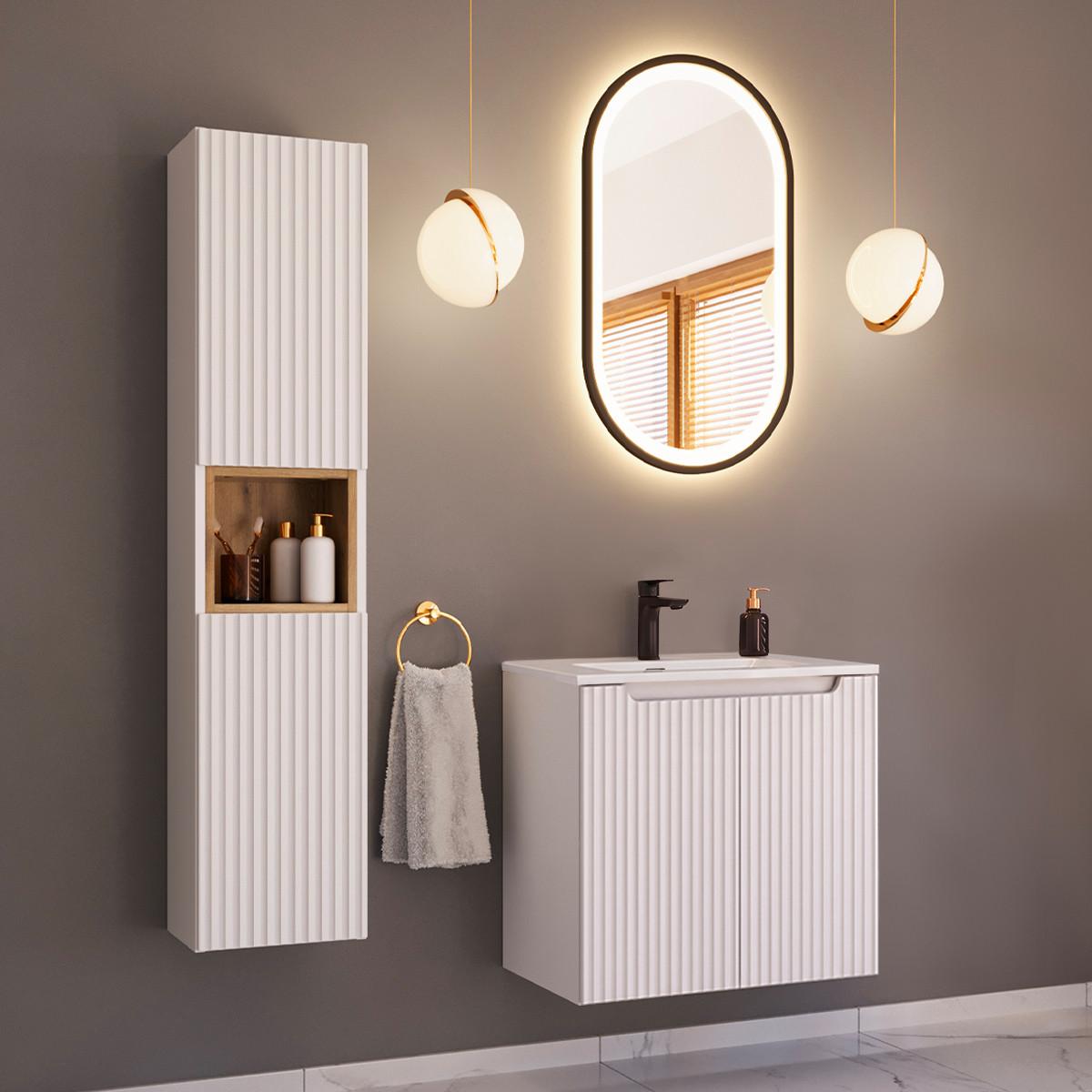 BADMÖBEL 60cm Riva 2er-Set Weiß - Weiß, Holzwerkstoff (60/57/40cm) - Petits-meubles