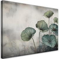 WANDBILD grüne blätter - Grau, Textil (60/40cm) - Feeby