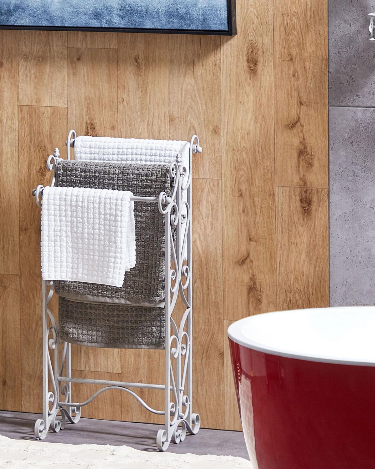 HANDTUCHSTÄNDER Antik Optik grau 45 x 90 cm Chillan - Grau, Metall (27/90/34cm) - Beliani