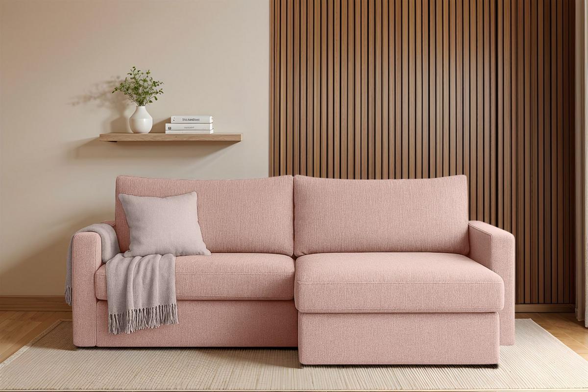ECKSOFA Bendik In Faro - Rosa, Holzwerkstoff/Textil (224/140cm) - Fun Möbel