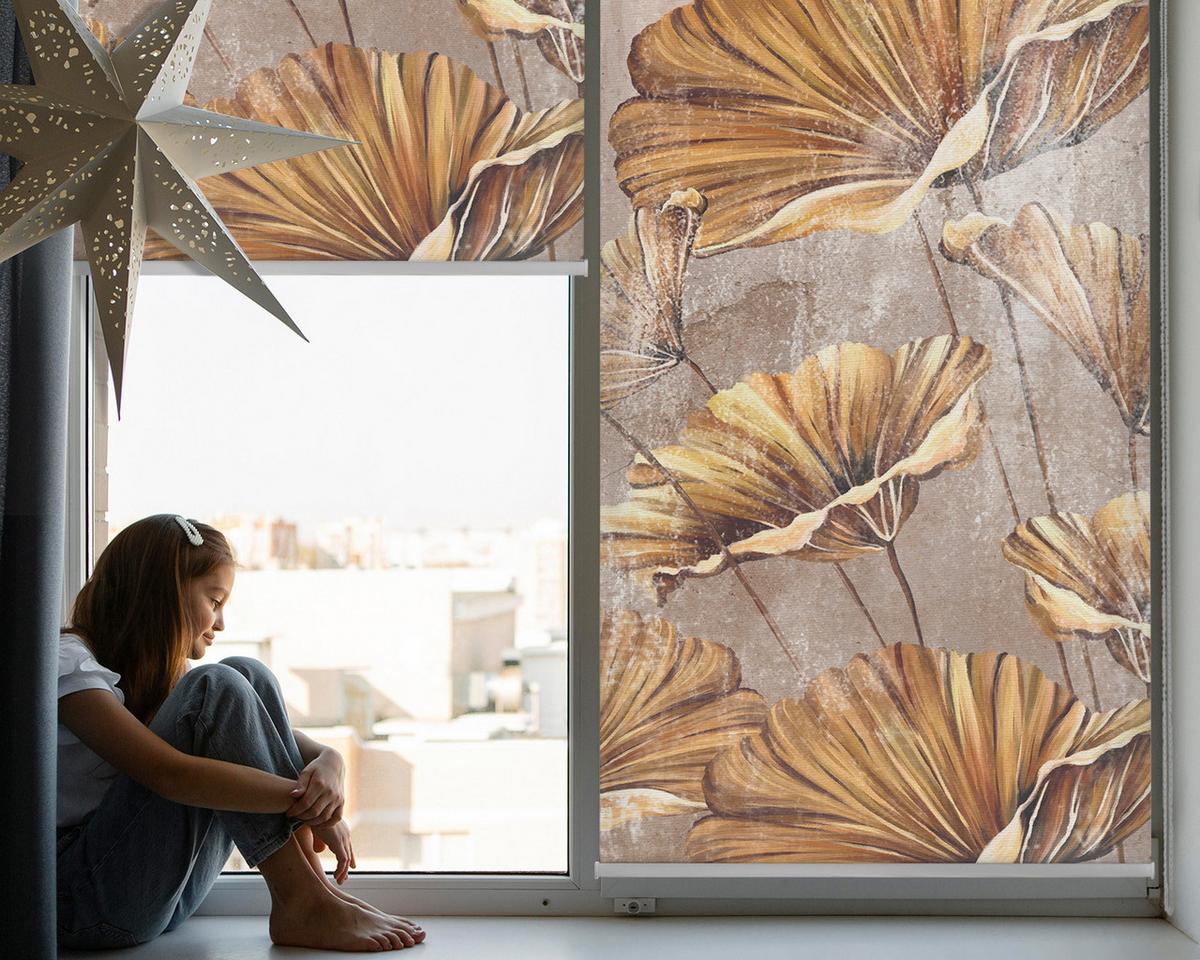 INNENROLLO - Fensterrollo - Rollo - 100x100 cm - Pflanzen - Grau, Kunststoff (100/100/0.5cm) - TULUP