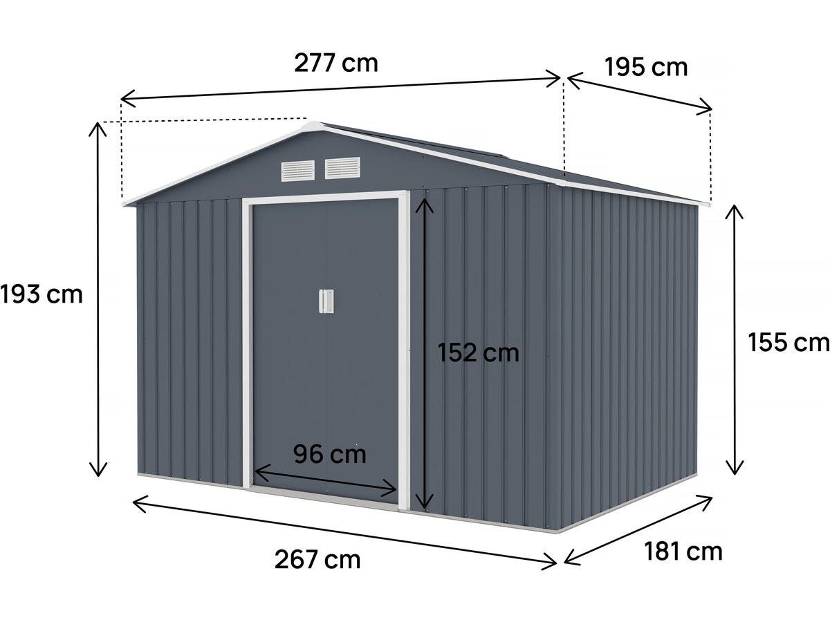 METALL-GARTENHAUS vegas ii Grau - Grau, Metall (277/193/195cm) - Habitat Garten