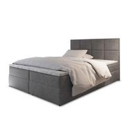 BOXBETT LENA 200x200 cm mit Matratze und Topper, H2+H3 - Grau - Grau, Holz (200/200cm) - MASSENO