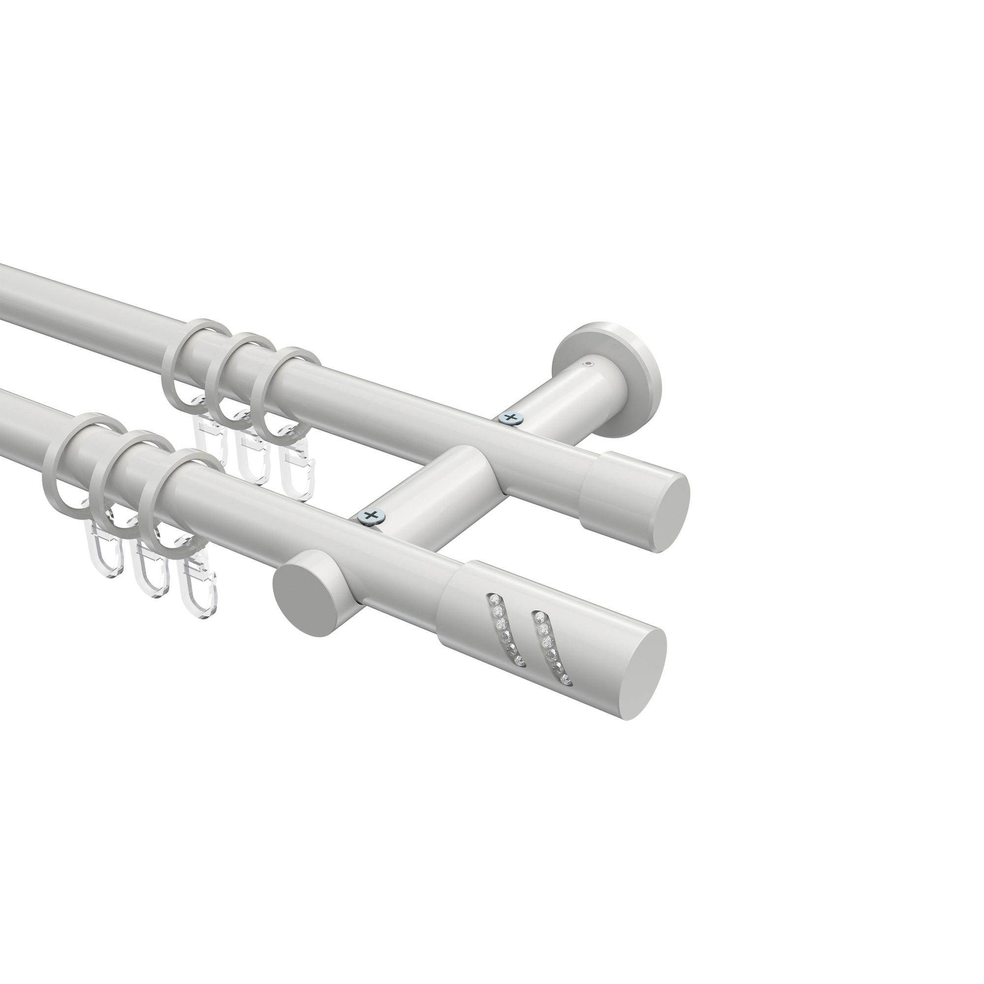 GARDINENSTANGE Platon Zoena 420 cm (geteilt in 3 x 140 cm), 2-läufig, 20 mm Ø Weiß - Weiß, Metall (420cm) - INTERDECO