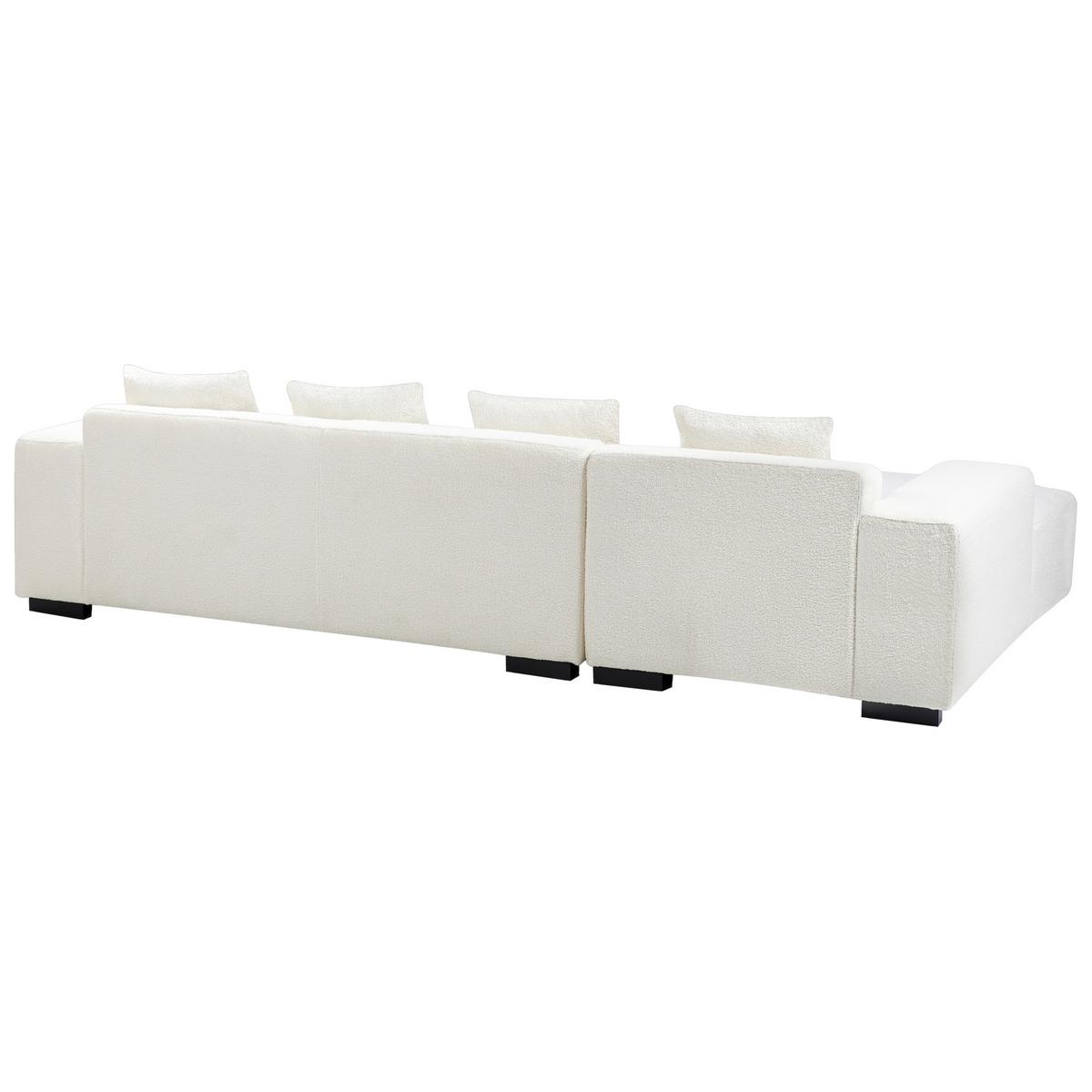 ECKSOFA 4-Sitzer Bouclé Weiß rechtsseitig Lungo - Schwarz/Weiß, Textil (285/160cm) - Beliani