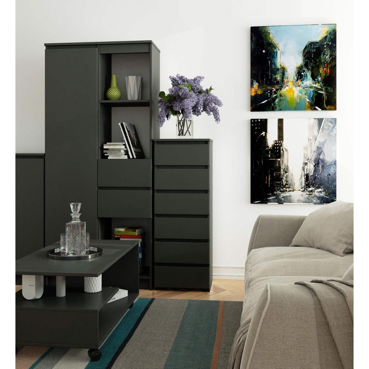 KOMMODE Graphit Grau 109/40/35 - Graphitfarben, Holzwerkstoff (40/109/35cm) - RAUMHIRSCH FURNITURE