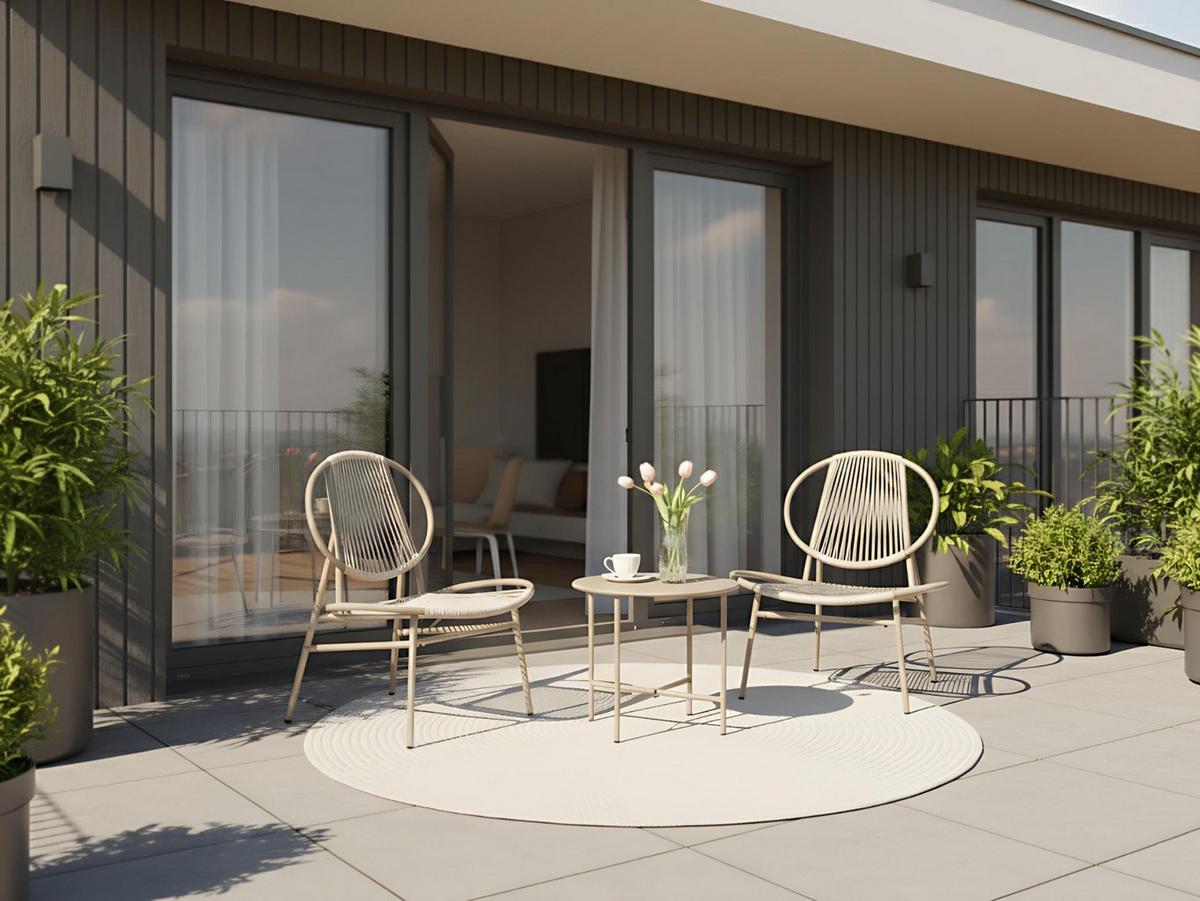 BISTRO-SET Beige Ovaro - Beige, Kunststoff - Beliani