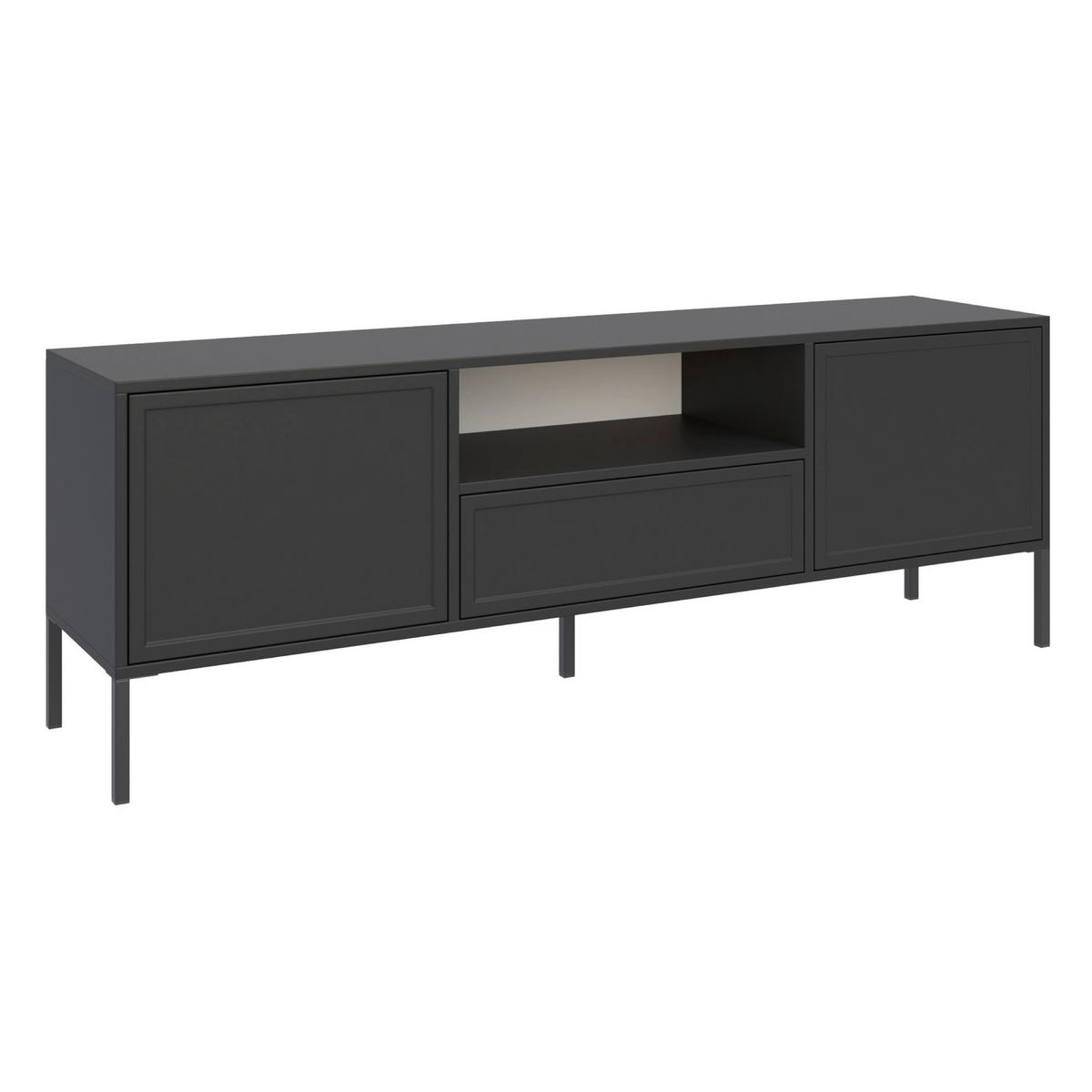 TV-LOWBOARD Velveto 2-türig mit Schublade & Fach, Schwarz, 160 cm - Schwarz, Holzwerkstoff/Metall (160/57/40cm) - Selsey