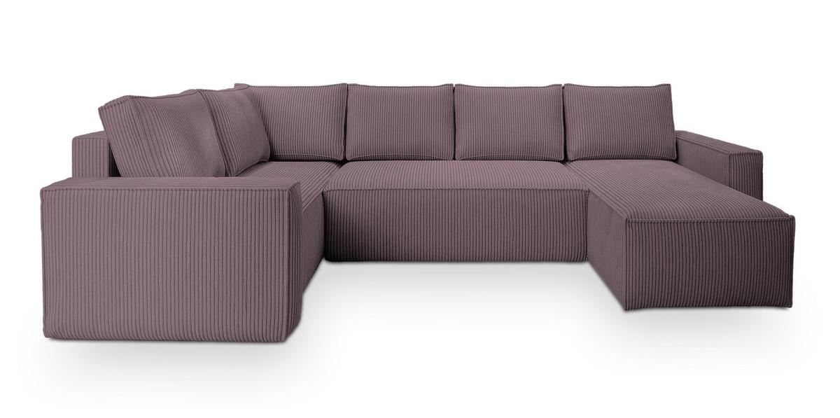 WOHNLANDSCHAFT NORENA L-S Lila Kordstoff mit Schlaffunktion - Lila, Holz (295/85/157.5cm) - MASSENO