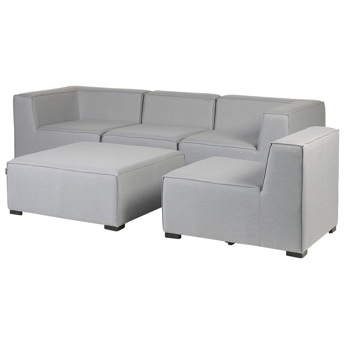 LOUNGE SET 4-Sitzer hellgrau modular Arezzo - Hellgrau, Textil - Beliani