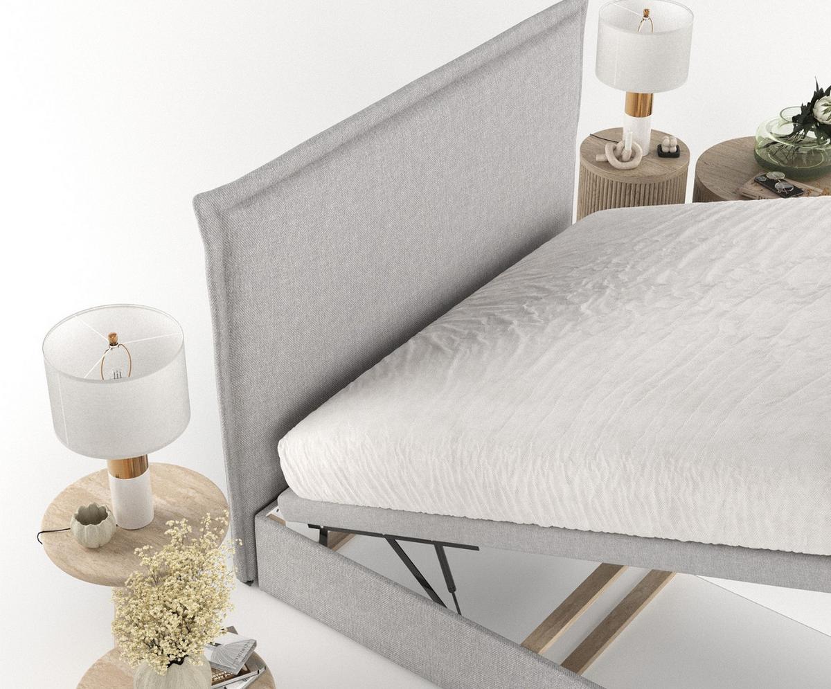 POLSTERBETT Eliot mit Stauraum 140/200 cm Grau im Megan Stoff - Schwarz/Grau, Holz/Holzwerkstoff (140/200cm) - AltaBeds