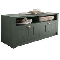 GARDEROBENBANK grün, Landhausstil, Flurbank 110 x 47 cm mit Stauraum - Dunkelgrün/Goldfarben, Holzwerkstoff/Kunststoff (110/47/43cm) - Furn.Design