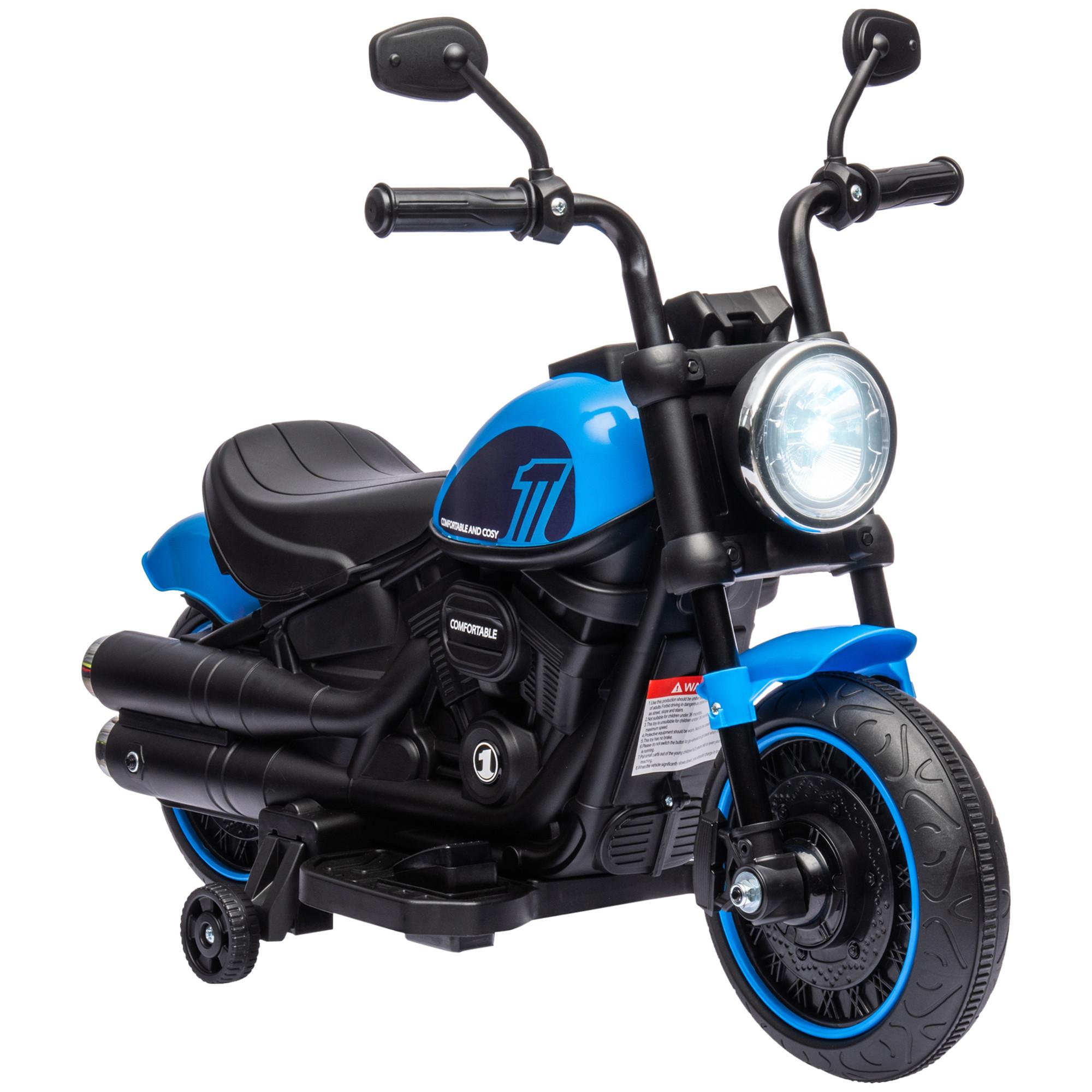 KINDERMOTORRAD Kinder Elektro-Motorrad Elektrofahrzeug für 1,5-3 Jahre Kinder - Blau, Metall (76/42/57cm) - HOMCOM