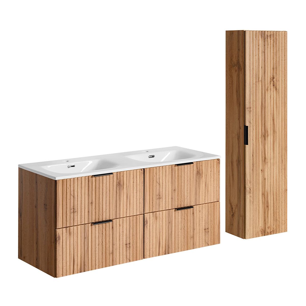 BADMÖBEL 120.4cm Adriel 2er-Set Holz - Braun, Holzwerkstoff (120.4/57/46cm) - Petits-meubles