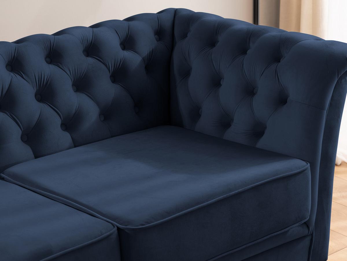 CHESTERFIELD-SESSEL Whitby Marineblau Samt mit goldenen Füßen - Goldfarben/Dunkelblau, Holz/Textil (116/78/82cm) - S-Style Möbel