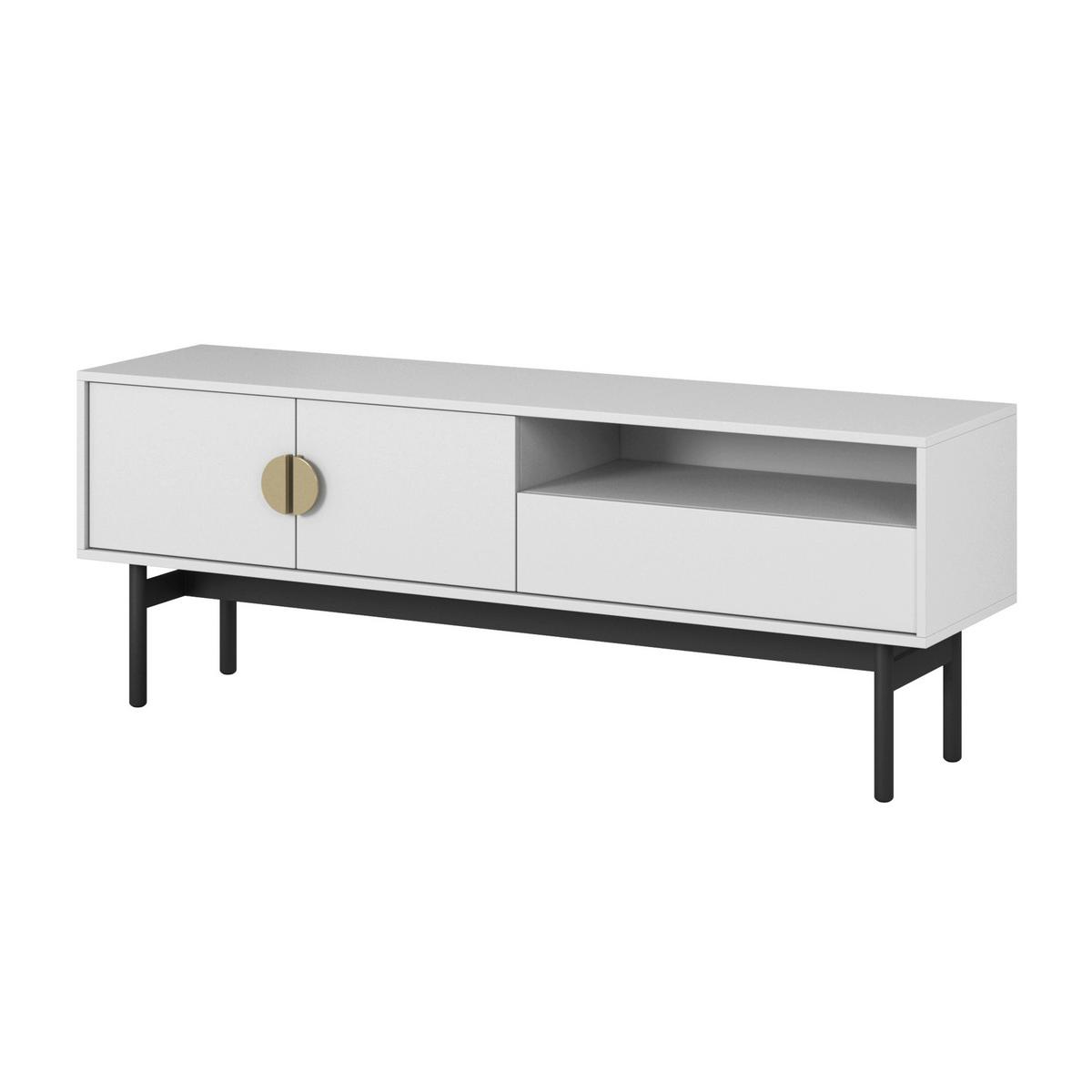 TV-LOWBOARD Stoon II WEISS 154 CM - Goldfarben/Schwarz, Holzwerkstoff/Metall (154/56.6/38cm) - Selsey