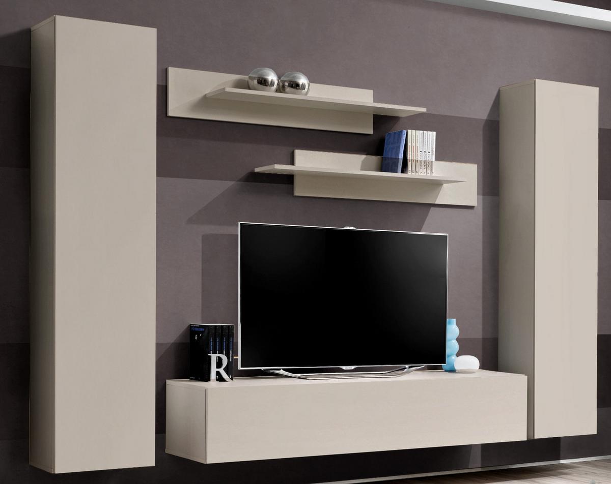 WOHNWAND Kaschmir 5-teilig 260 cm, Schrankwand hängend mit Push-to-Open - Kaschmir, Holzwerkstoff (260/170/40cm) - Inn.Furn