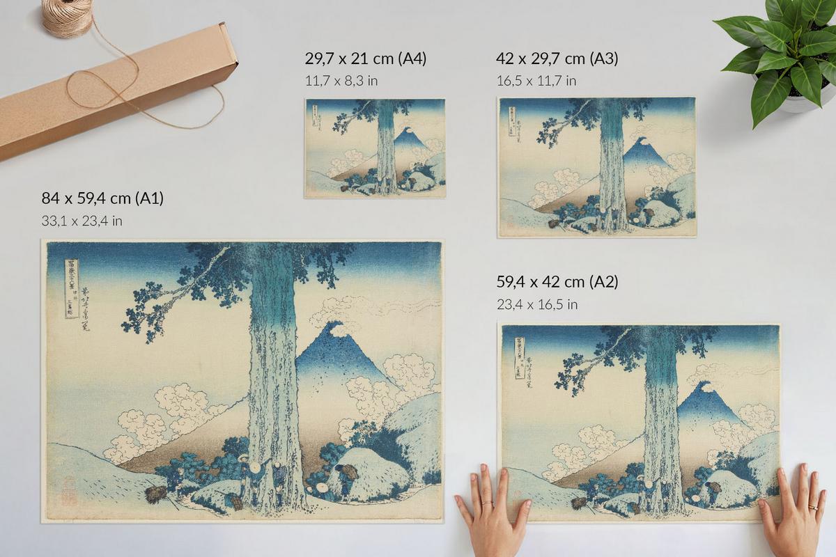 POSTER - 42x29 cm (A3) - Hokusai - Mishima High Road - Blau, Textil (42/29.7/0.1cm) - TULUP