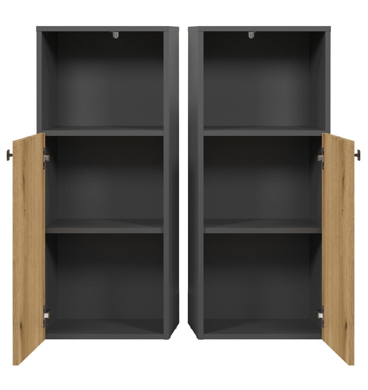 BADMÖBEL-SET Evoke Eiche, grau 180 x 186 cm 4-teilig, Badkombination in modernem Design - Eichefarben/Anthrazit, Holzwerkstoff/Metall (31/95/40cm) - Top.Furn
