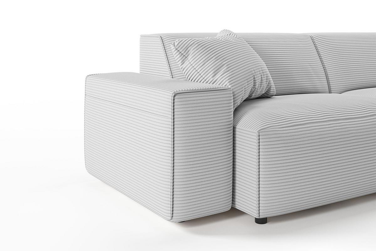 ECKSOFA RANI Hellgrau Cord - Hellgrau/Schwarz, Kunststoff/Textil (299/189cm) - KAWOLA