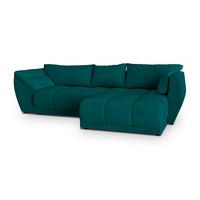 ECKSOFA ORENTI R-S Blau Velours-Stoff mit Schlaffunktion - Türkis, Holz (287/182cm) - MASSENO