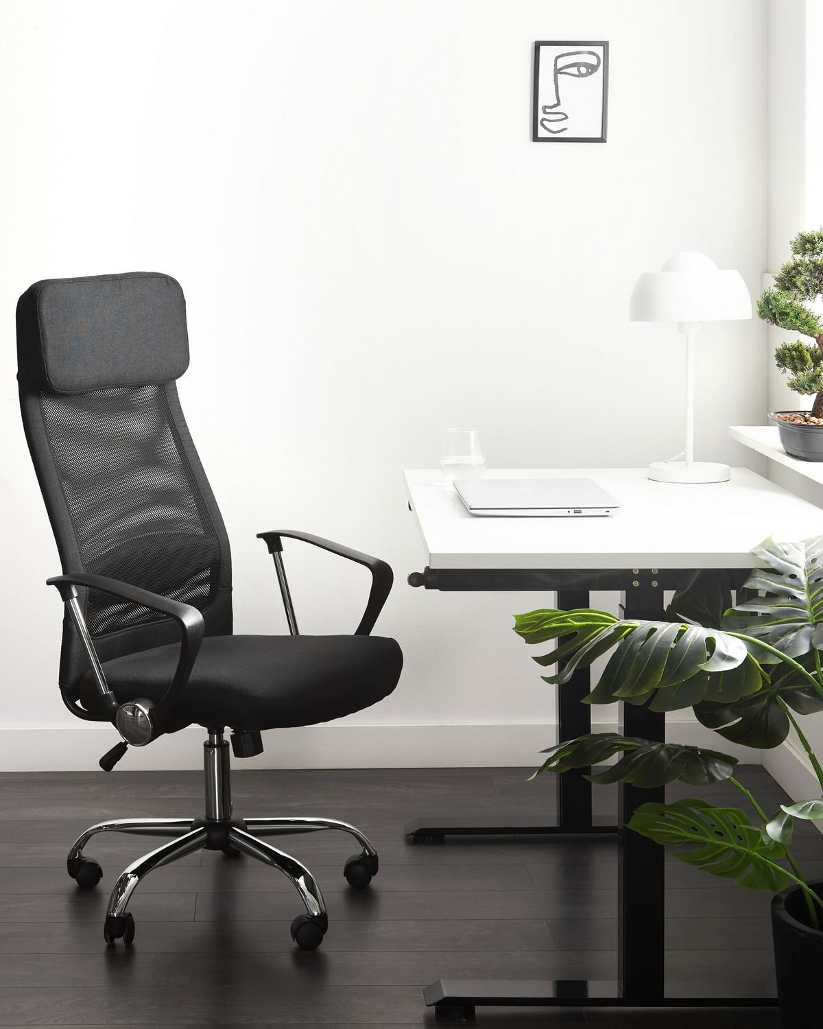 BÜROSTUHL Schwarz PIONEER Pioneer II - Silberfarben/Schwarz, Textil (63/118/63cm) - Beliani