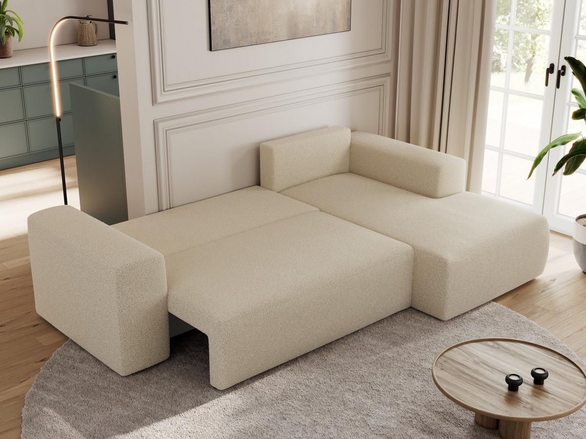 ECKSOFA TRENTINO L Beige Boucle - Rechts - Beige/Schwarz, Kunststoff/Textil (164/266cm) - MKS