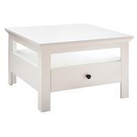 COUCHTISCH weiß matt 70 x 70 cm, Wohnzimmertisch Landhausstil mit Schublade - Silberfarben/Weiß, Holzwerkstoff/Metall (70/70/45cm) - Top.Furn