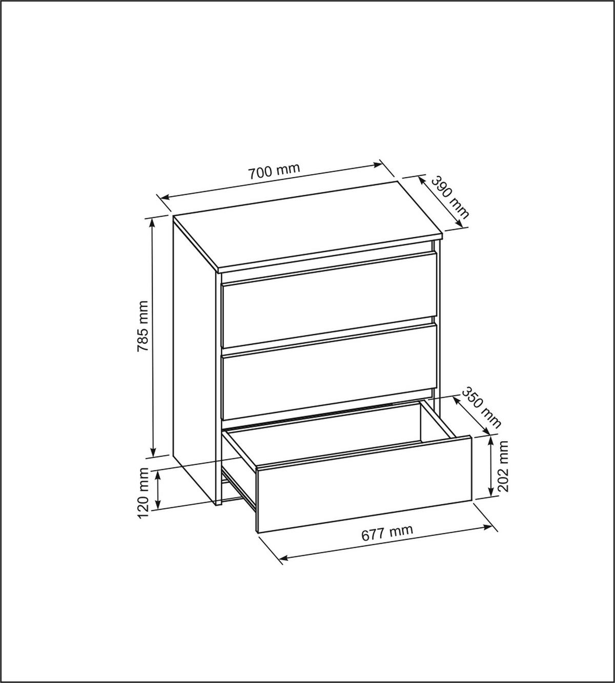 KOMMODE Schwarz 70/79/39 - Schwarz, Holzwerkstoff (70/79/39cm) - RAUMHIRSCH FURNITURE