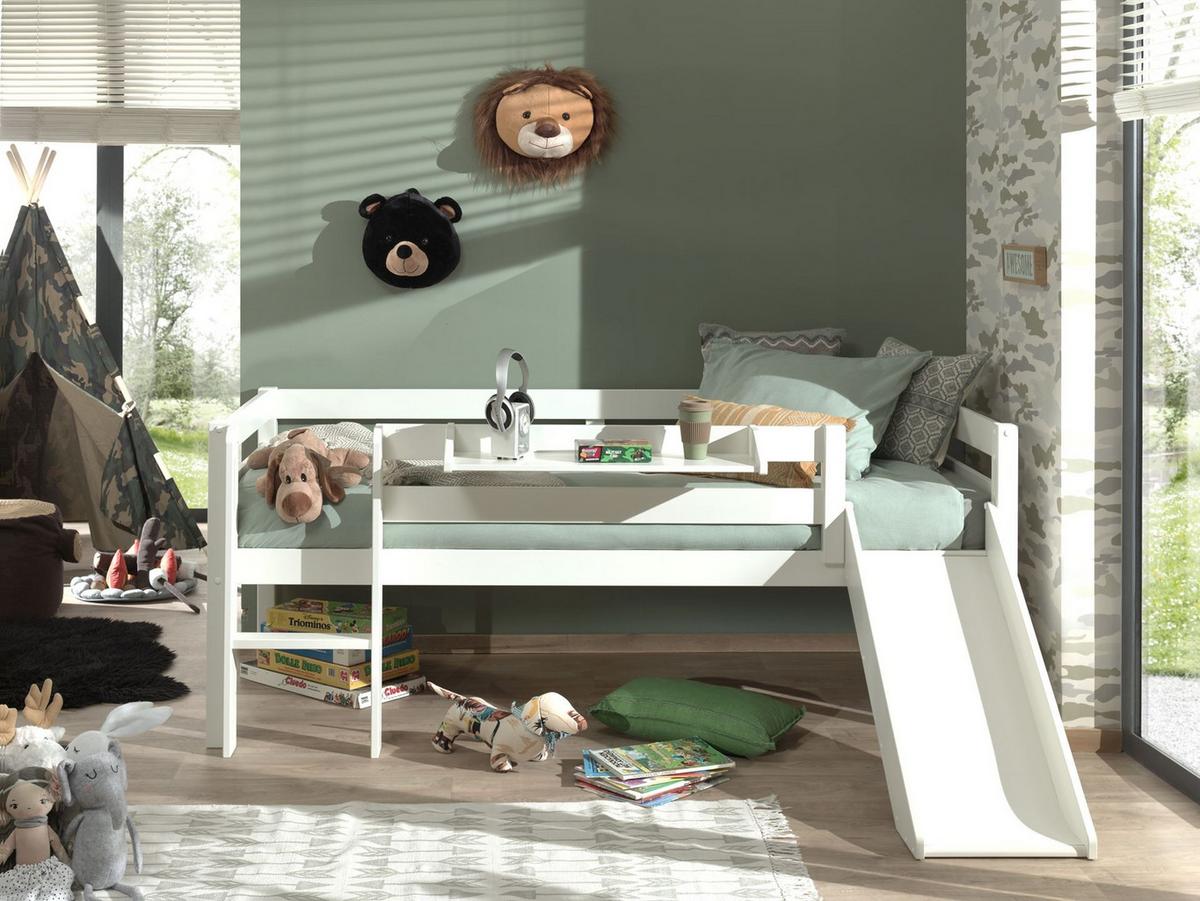 KOJENBETT mit Rutsche Karolina 208x83x175 aus Massivholz in Weiß - Weiß, Holz (90/200cm) - 58aufmkessel
