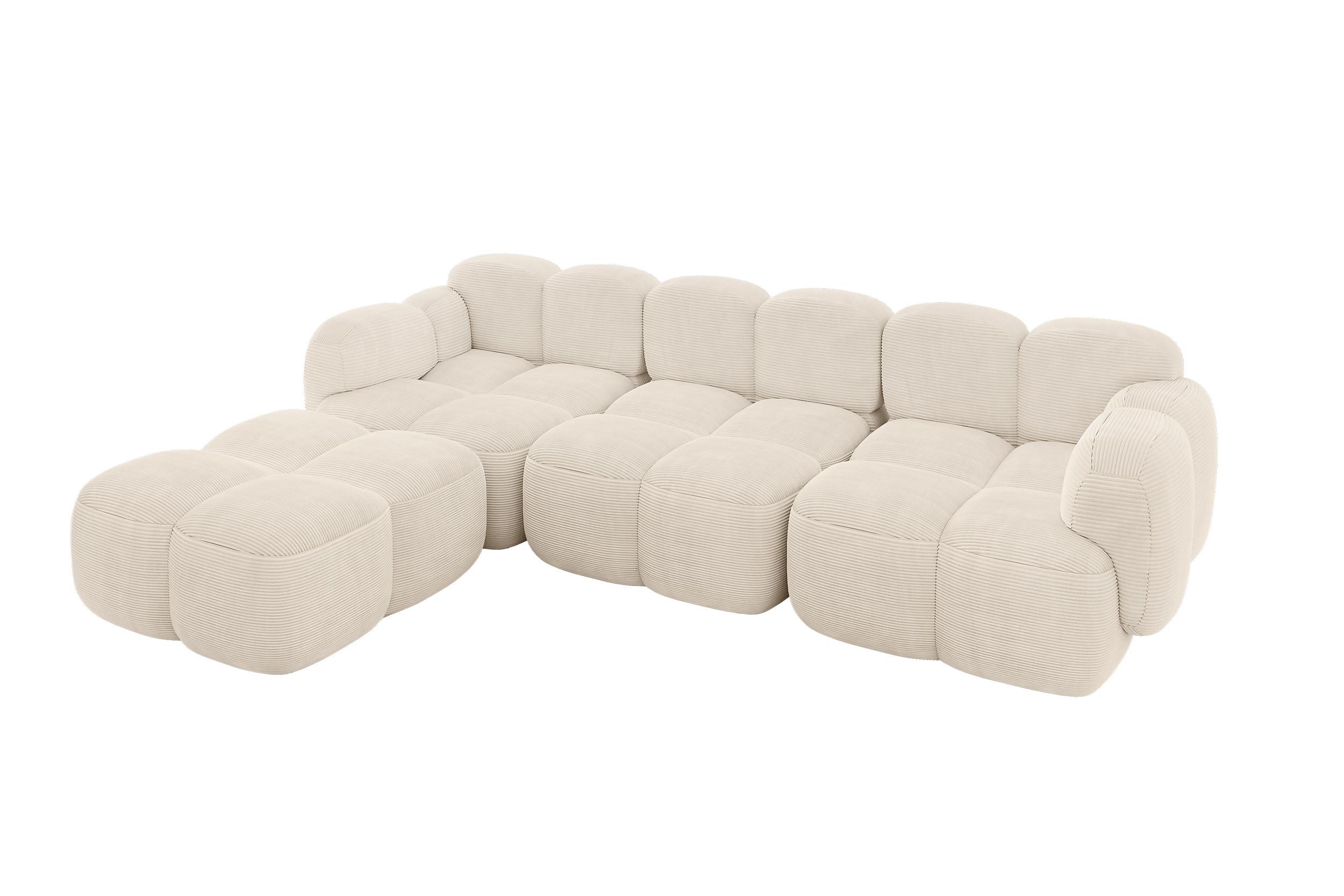 ECKSOFA modulares Sofa Links Miko-L2 302x205x75 Beige Cord - Beige/Schwarz, Holzwerkstoff/Kunststoff (302/205cm) - ALTDECOR