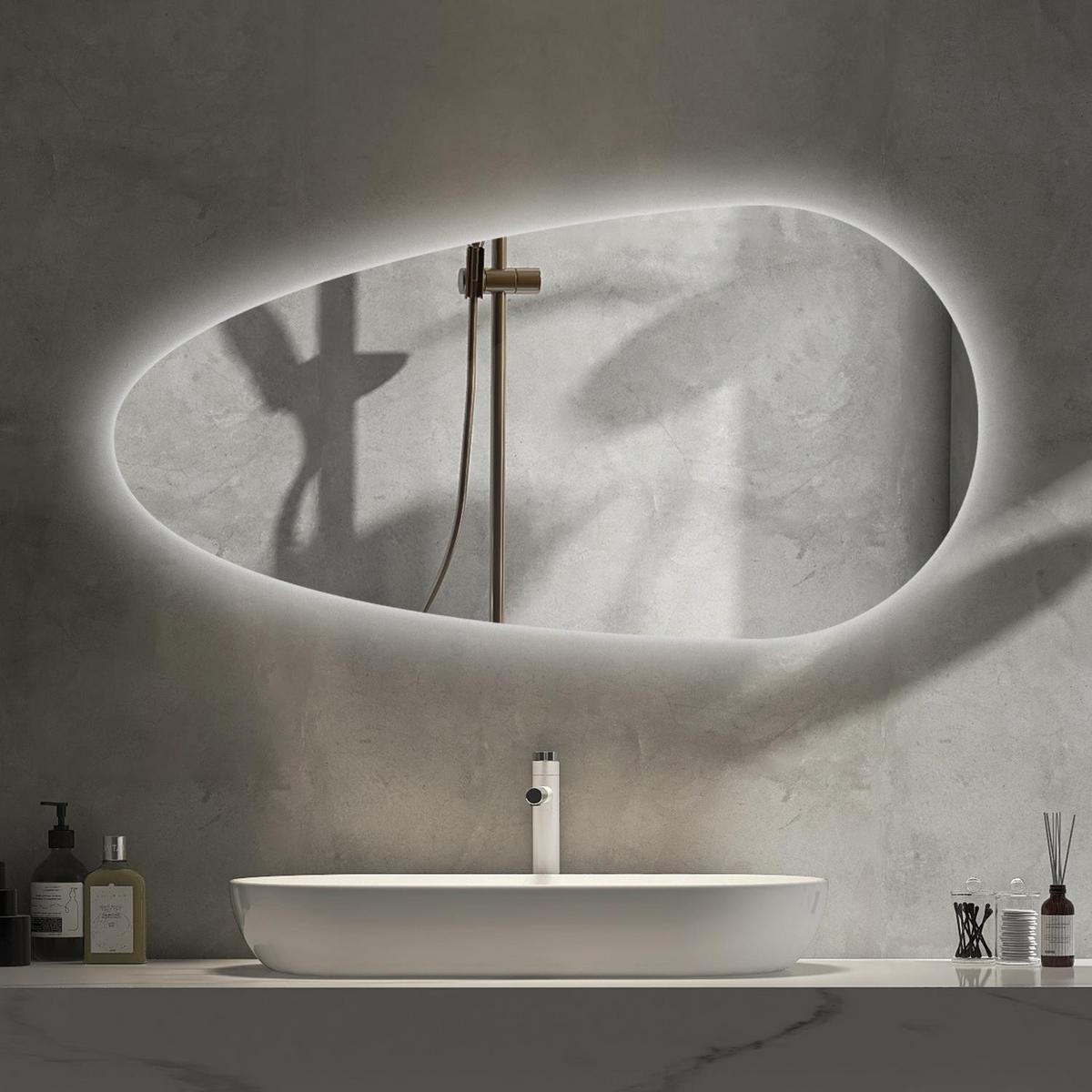 LED SPIEGEL 35 x 70 cm Tropfenform Neutralweiß 4000K - Transparent, Glas (35/70/0.4cm) - TULUP