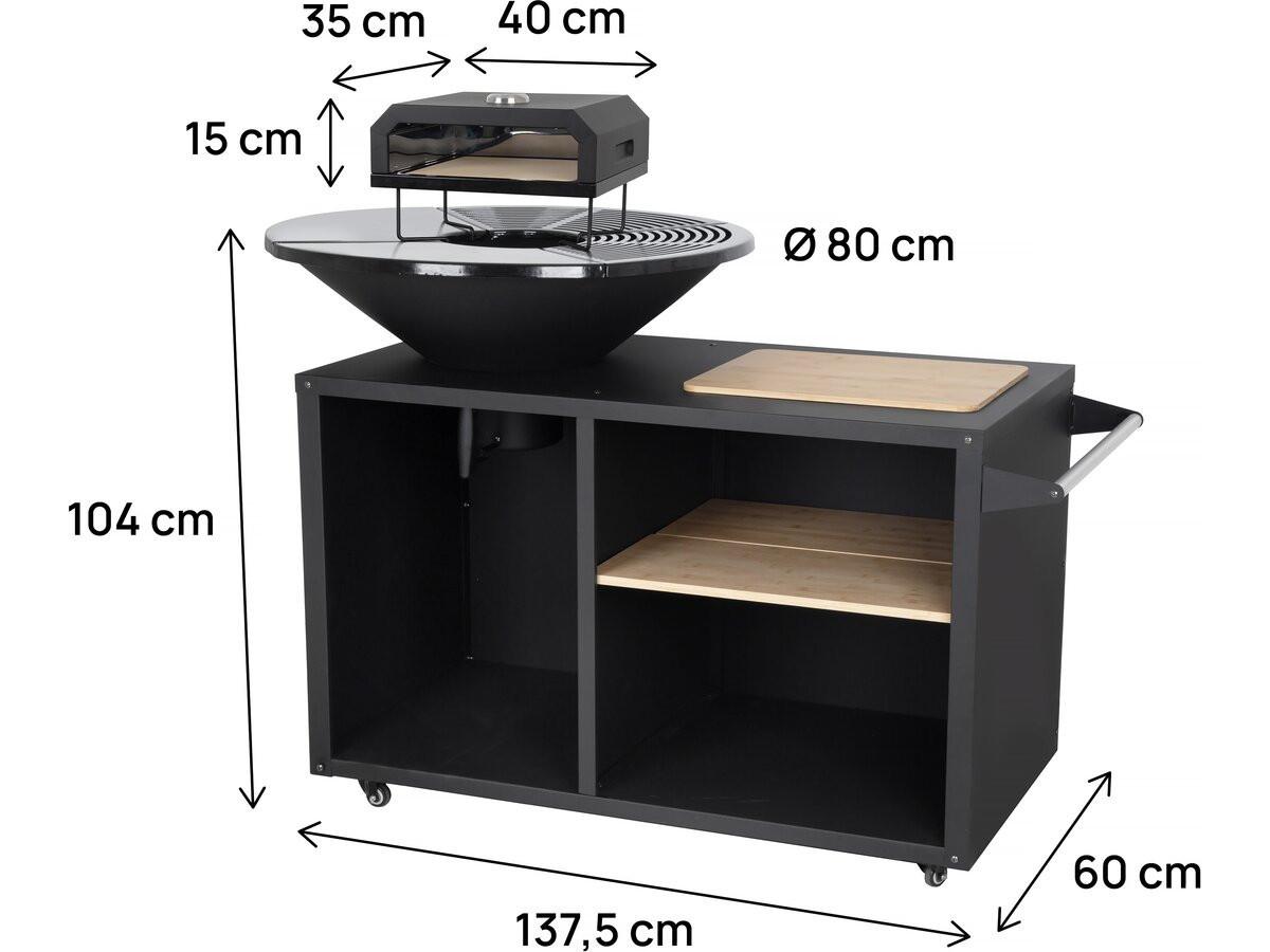 HOLZKOHLENGRILL maréchal Schwarz - Schwarz, Metall (81/124/142cm) - Habitat Garten