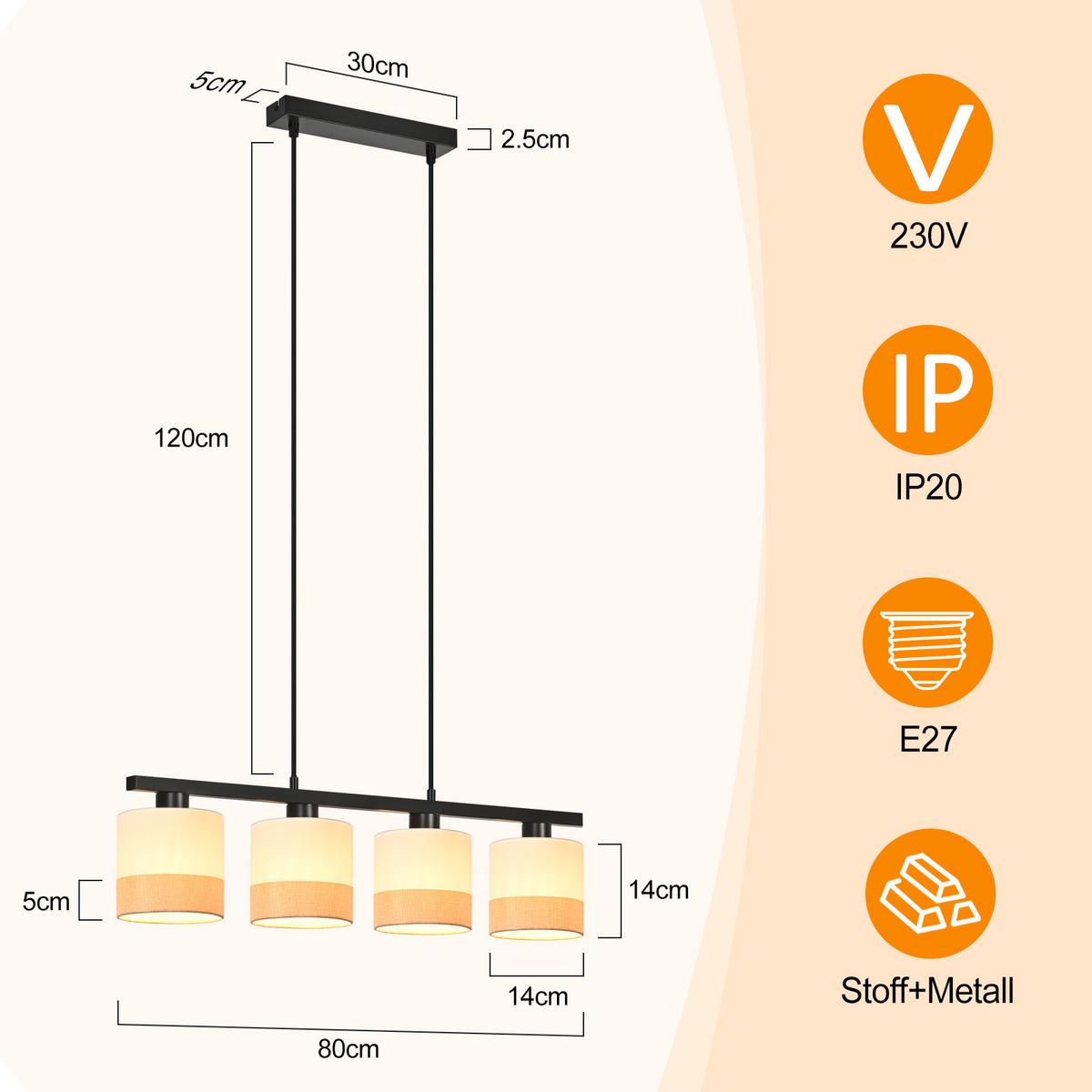 PENDELLEUCHTE Irving 30/5/120 cm - Weiß, Metall (30/5/120cm) - ZMH