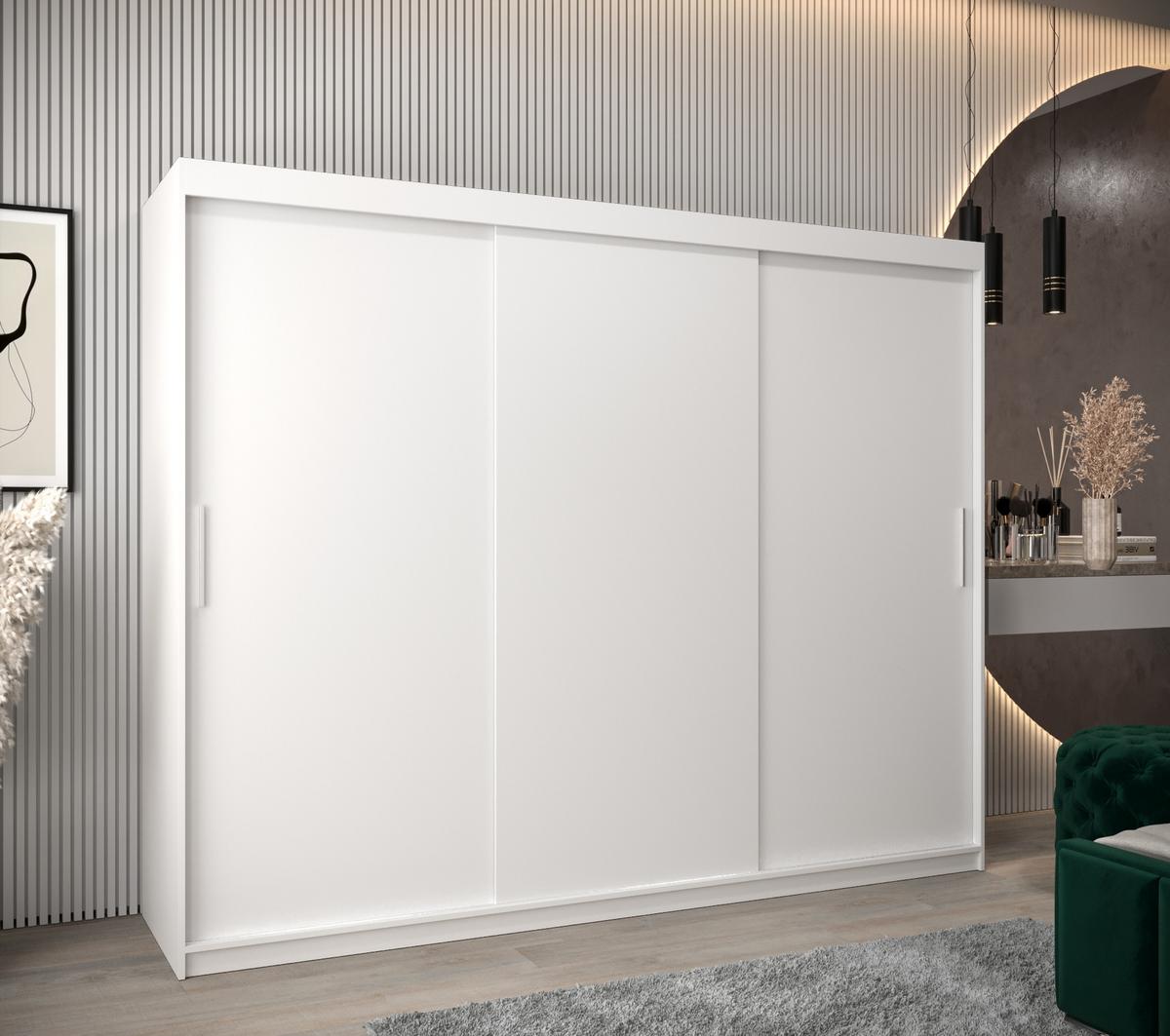 SCHIEBETÜRENSCHRANK TOKYO 200/250/62 3-türig - Silberfarben/Weiß, Holz/Kunststoff (250/200/62cm) - MÖBEL KRYSPOL