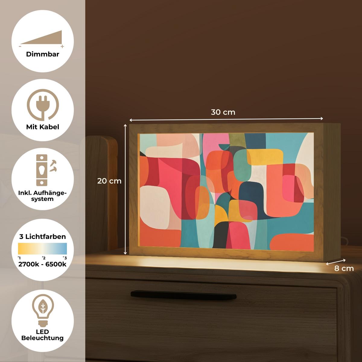 WANDLEUCHTE Formen - Bunt - Abstrakt - Flugzeuge 30x20 cm - Multicolor, Holzwerkstoff (30/20/8cm) - OnlyWow