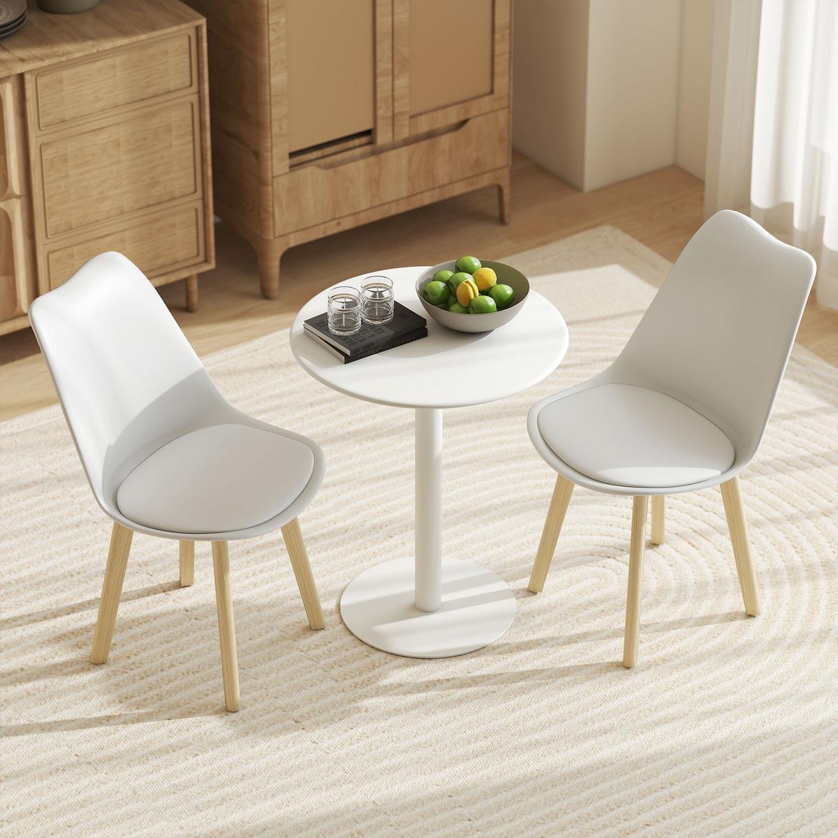 ESSTISCH, Runder Küchentisch für 2 Personen, Moderner Esszimmertisch, Weiß - Weiß, Metall (60/60/72cm) - HOMCOM