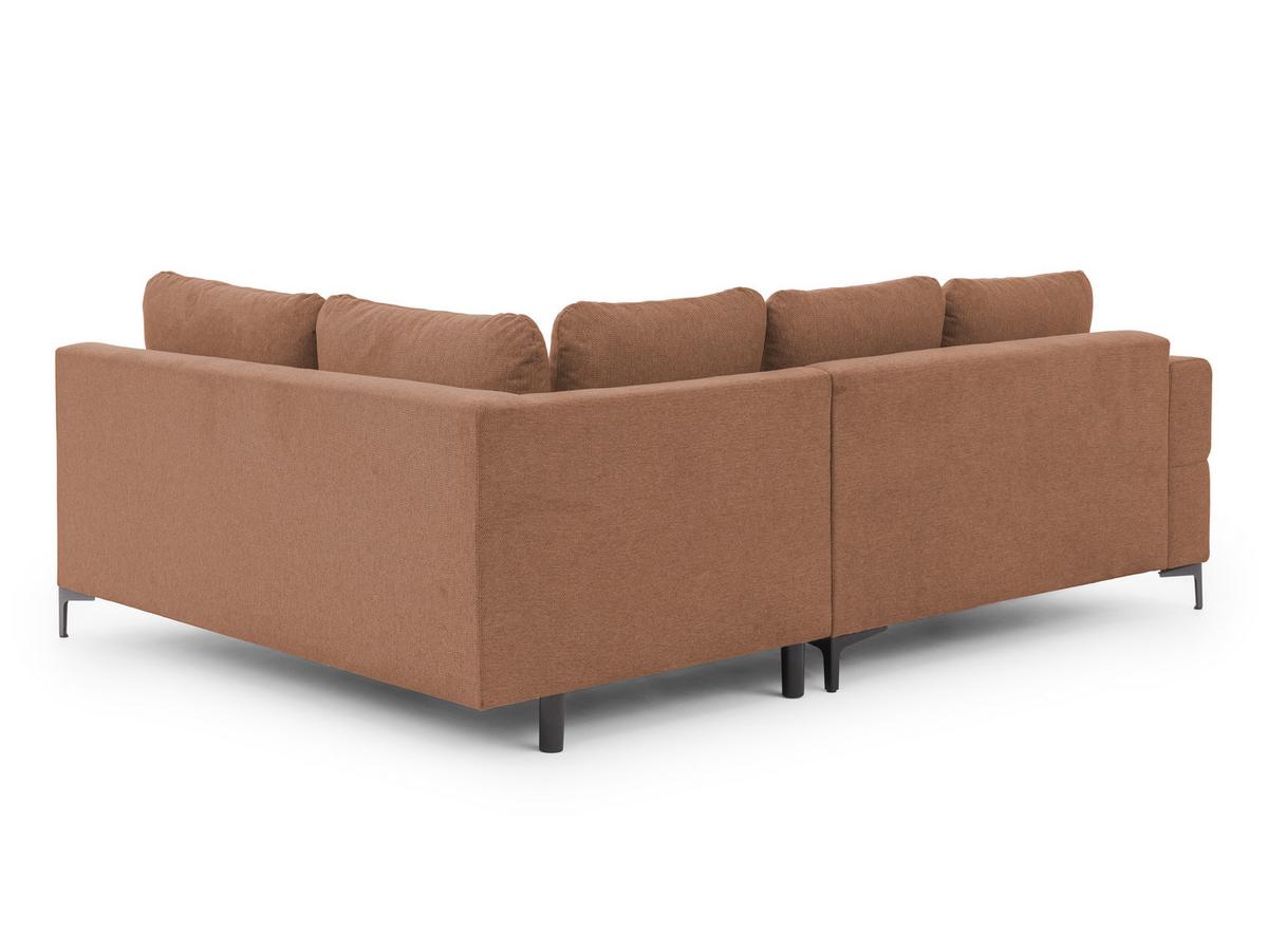 ECKSOFA Cardea in Bubble-Optik aus weichem Terrakotta Strukturstoff mit hohem Sitzkomfort - Ottomane rechts - Terracotta/Schwarz, Holz/Textil (230/170cm) - S-Style Möbel
